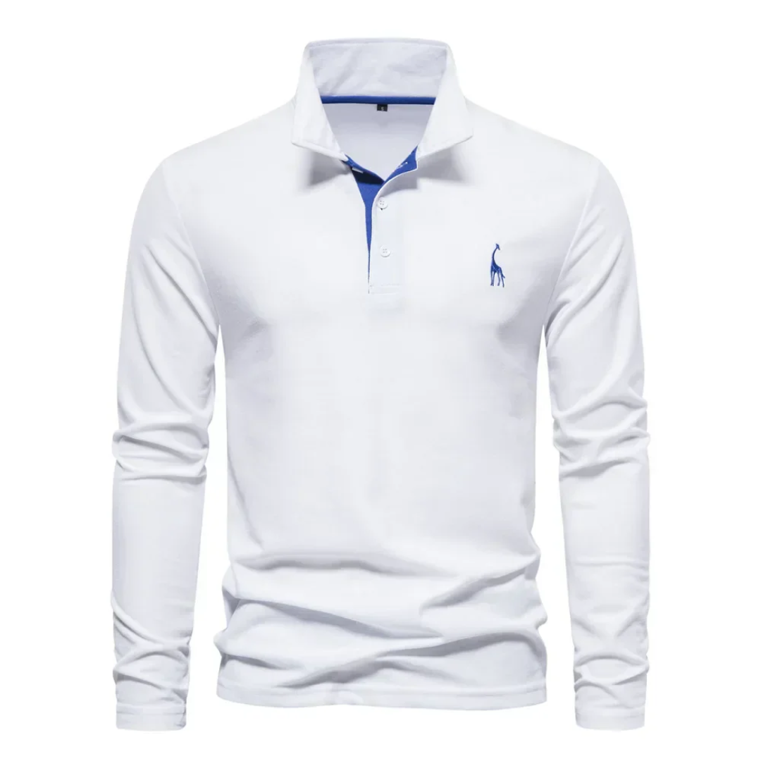 Herren Poloshirt Langarm Klassisch Elegant