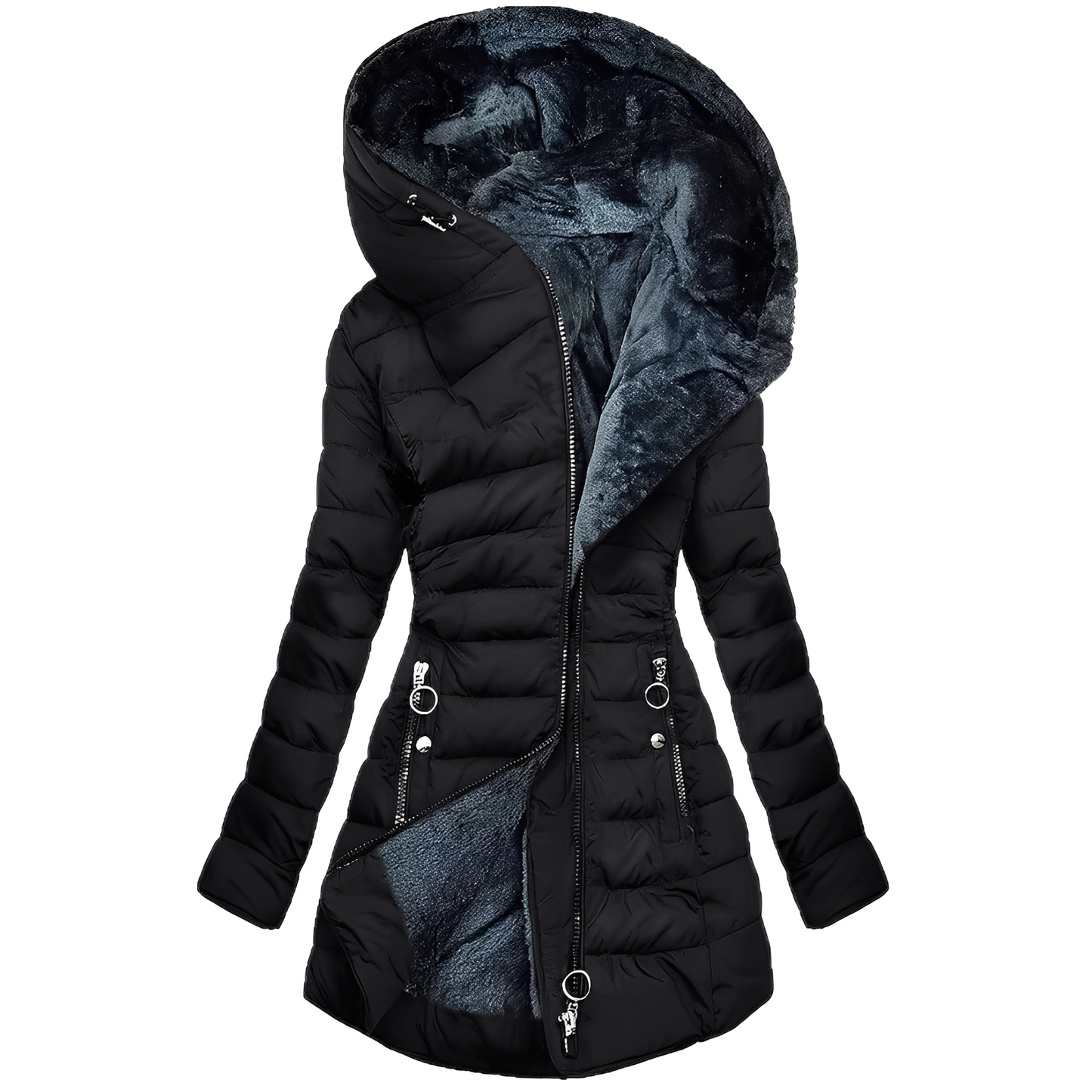 Warmes Winterkleid Frauen Plüschmantel Kapuze