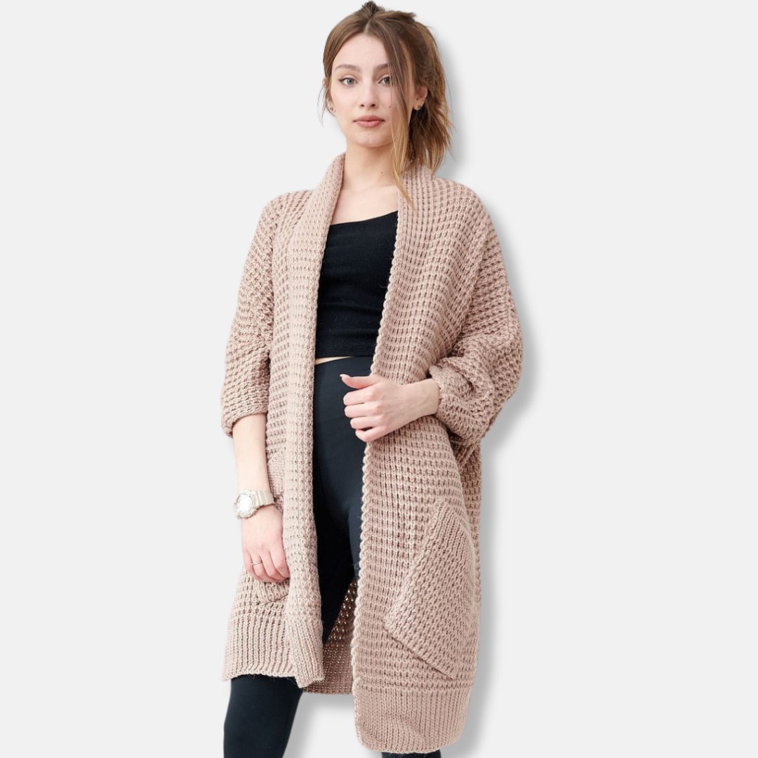 Großer Strickmantel Oversized Offene Vorderseite