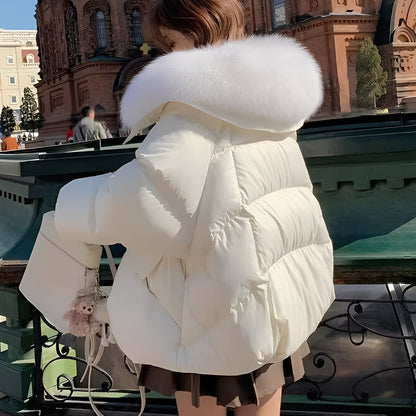 Stylische Damenjacke | Eleganter Windbreaker mit Daunenfüllung und Pelzbesatz - IdealeKleiden