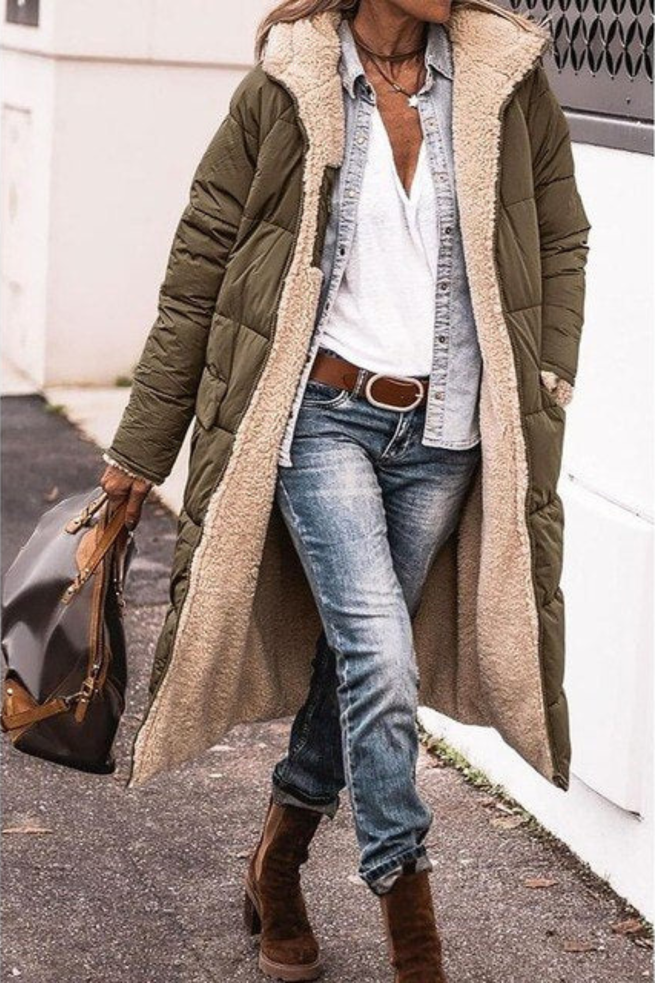 Stylischer Damen Wintermantel Reversibel