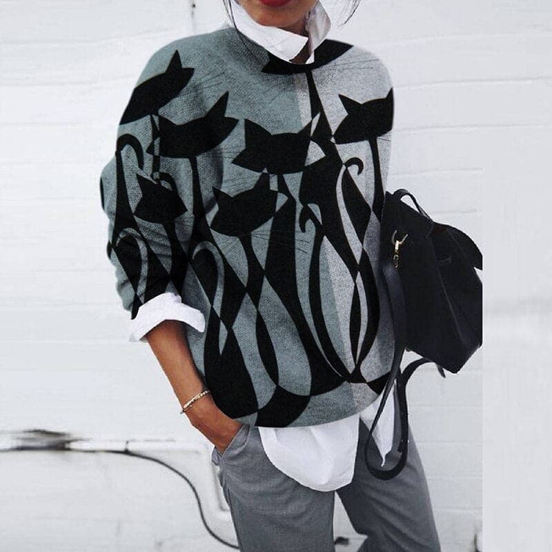 Bequemes Sweatshirt mit Grafikdruck und Rundhals
