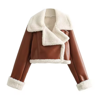 Stylische Lederjacke Damen Kurz