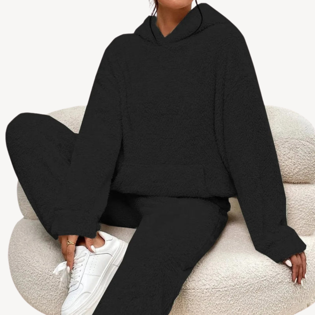 Damen Fleece Trainingsanzug Bequem Sportlich