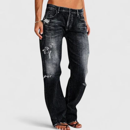 Damen Vintage-Jeans Locker Fit Used-Waschung