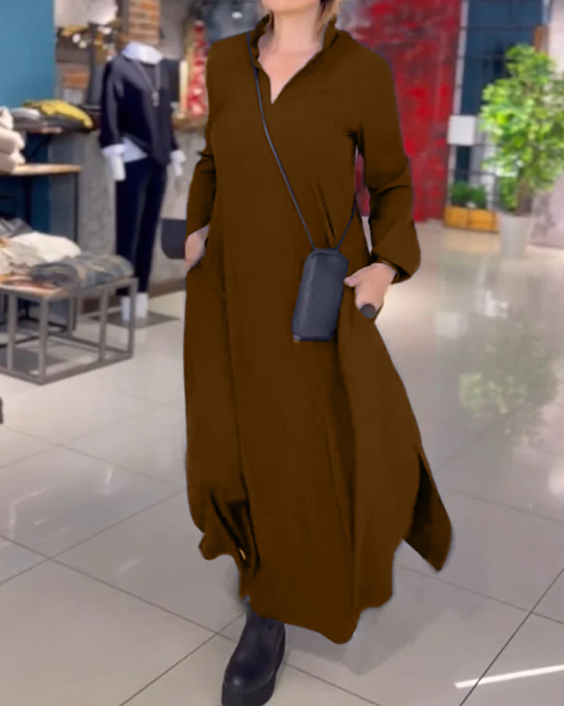 Elegantes Abendkleid Lang Mit Seitenschlitz