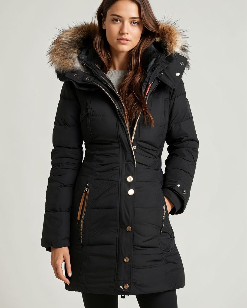 Warmes Winterkleid | Fellgefütterter Damenparka - IdealeKleiden