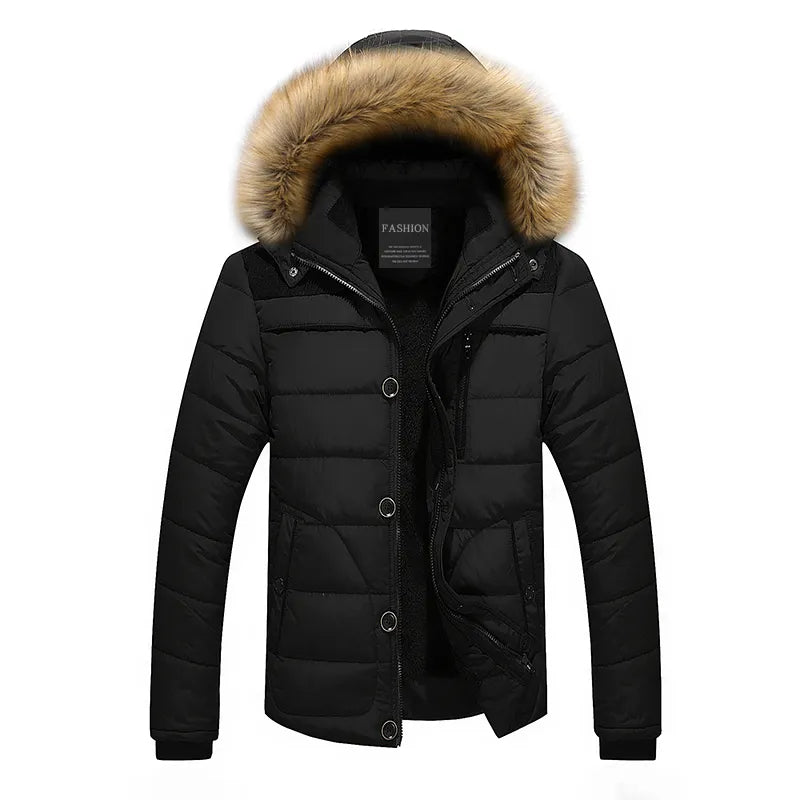 Herren Daunenparka Warm mit Faux-Pelz-Kragen