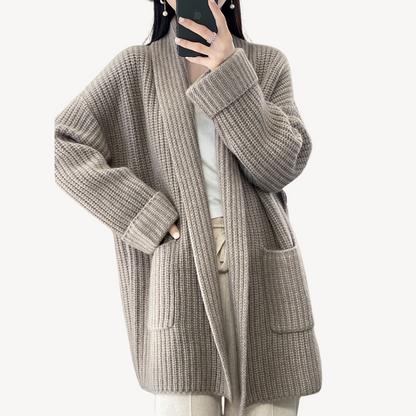 Damen Strickpullover Lang Elegant