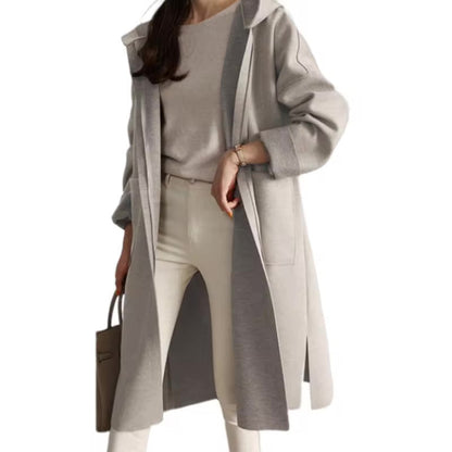 Lange Winterjacke Kapuze Offener Stil
