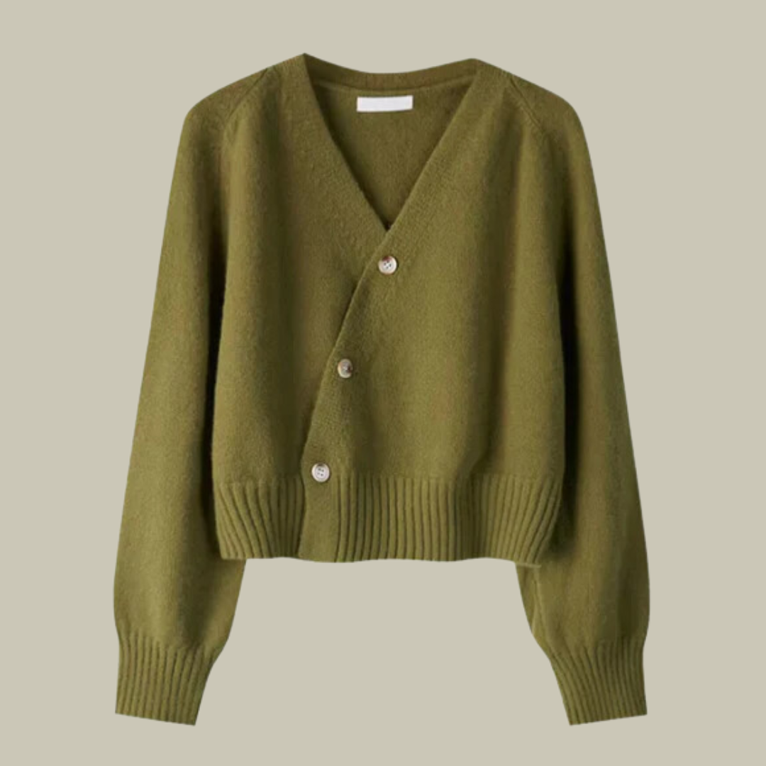 Damen Merinowoll-Strickjacke Weich V-Ausschnitt