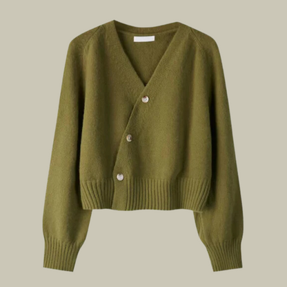 Damen Merinowoll-Strickjacke Weich V-Ausschnitt