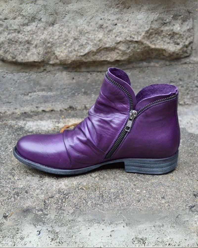 Stilvolle Lederstiefel Mit Reißverschluss
