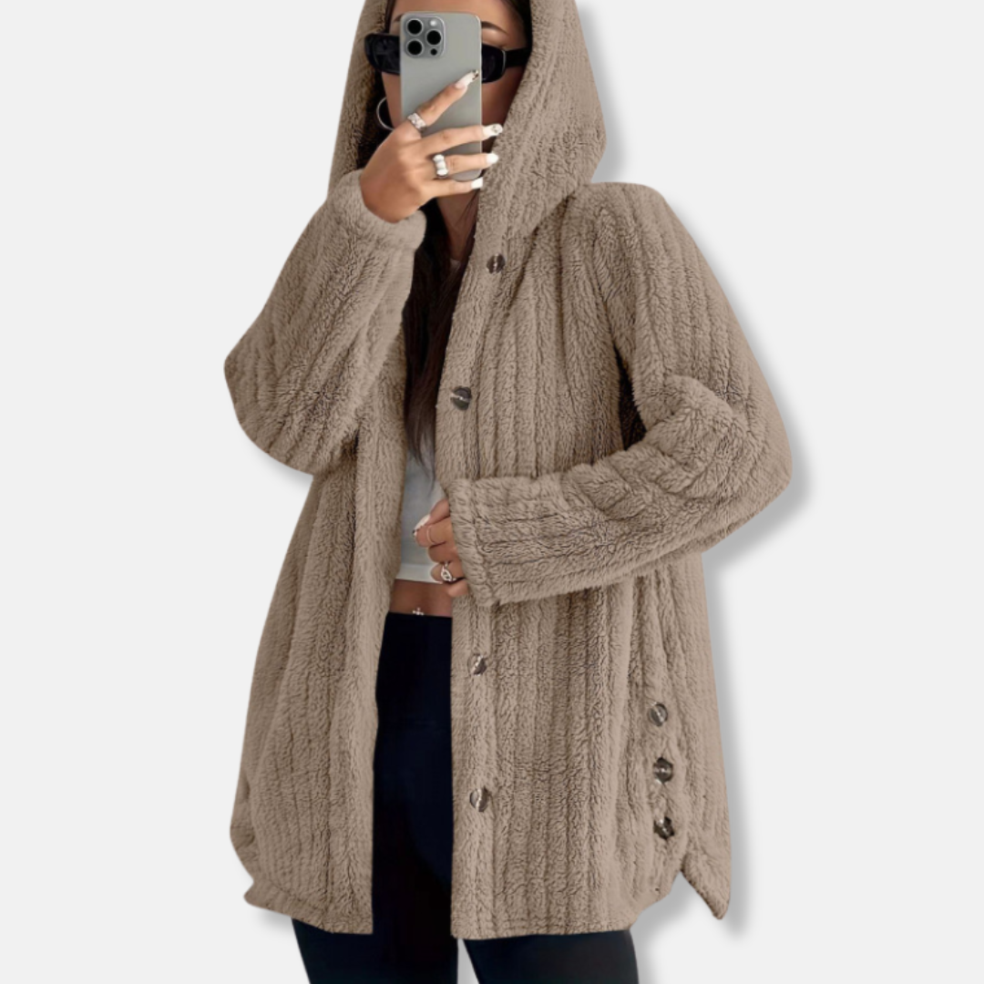 Mantel Oversize Mit Kapuze Weich Mittellang