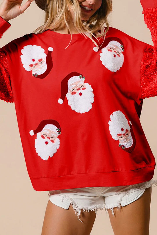 Weihnachtssweatshirt Lässig Glitzer Rundhals