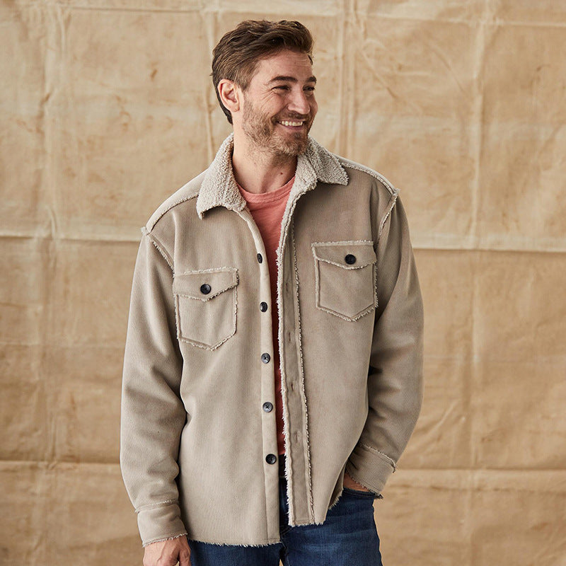 Herren Cordjacke Modern Button Down Stil