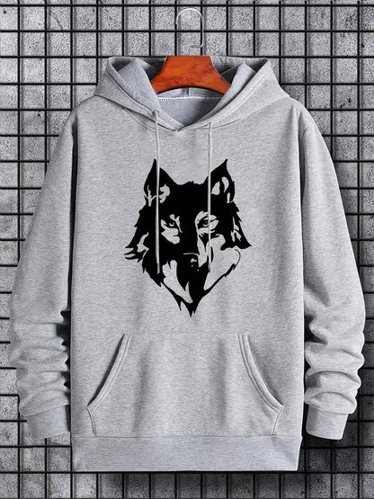 Herren Kapuzenpullover Wolf Muster Trendy