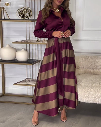 Streifenkleid Damen Elegantes Design - IdealeKleiden