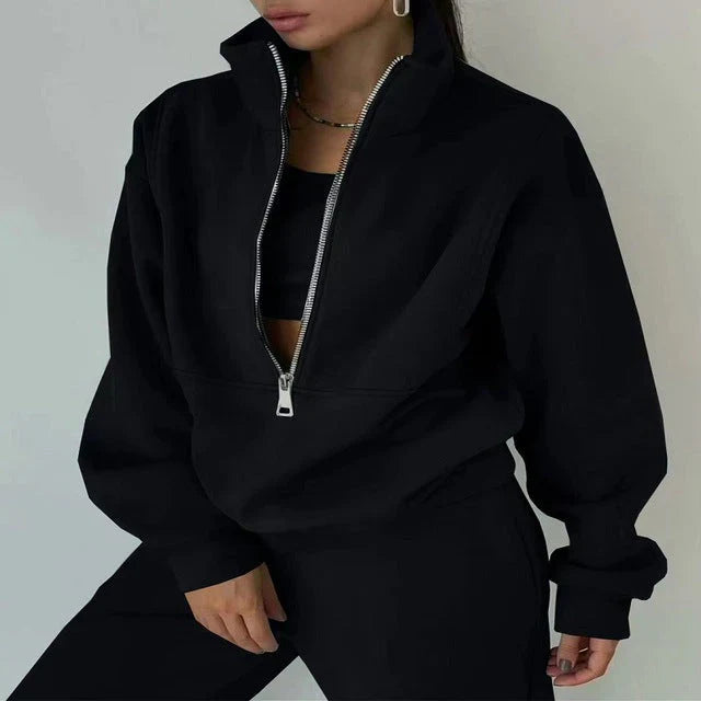 Damen Sportanzug mit Reißverschluss, Sweatshirt und Hose - IdealeKleiden