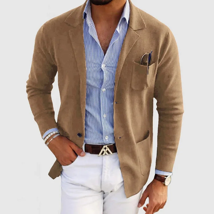 Herren Strickblazer Beige Casual