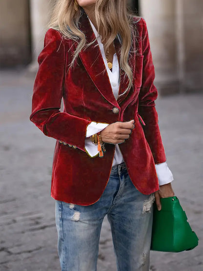 Elegante Damenjacke Samt Optik