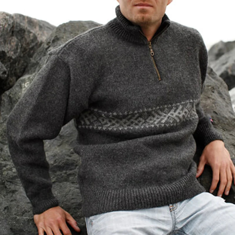 Herren Pullover Viertelreißverschluss Warm Elegant