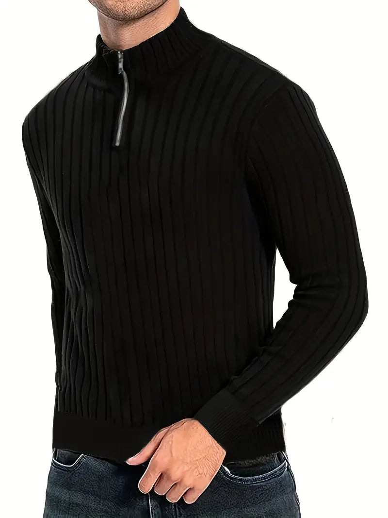 Herren Rollkragenpullover Modern Viertelreißverschluss
