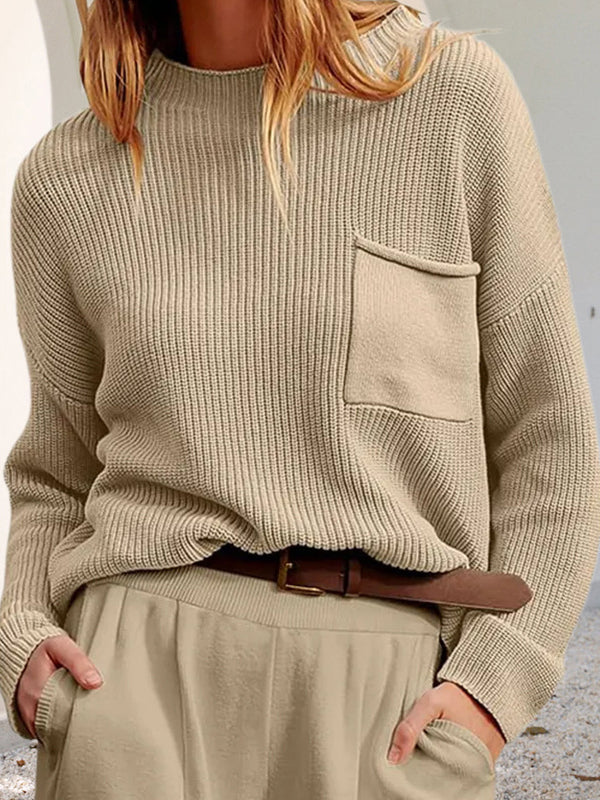 Bequemer Strickpullover mit Taschen Damen