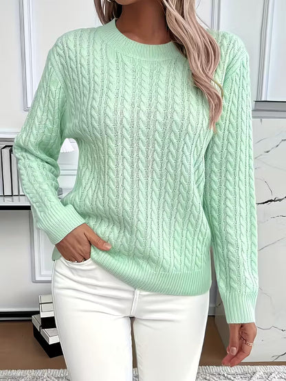 Damen Strickpullover Zopfmuster Weich Warm