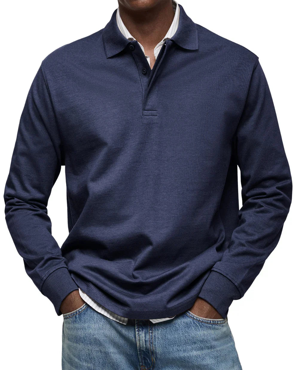 Elegantes Langarm-Poloshirt Herren klassisch