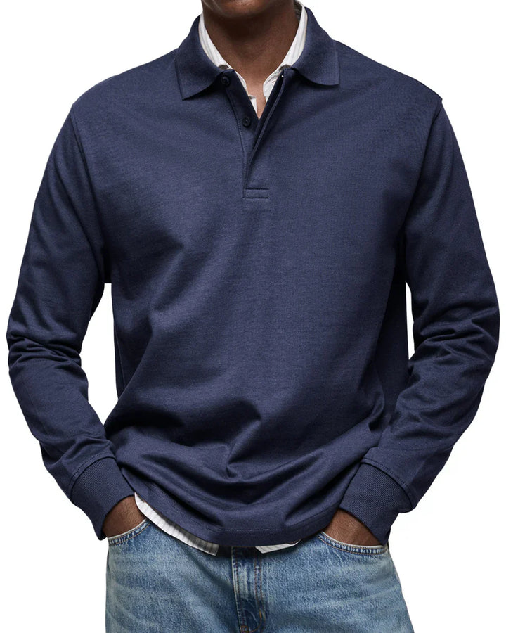 Elegantes Langarm-Poloshirt Herren klassisch