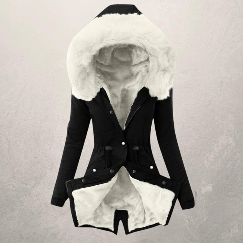 Damen Parka Mittellang Warm Mit Kunstpelz Futter