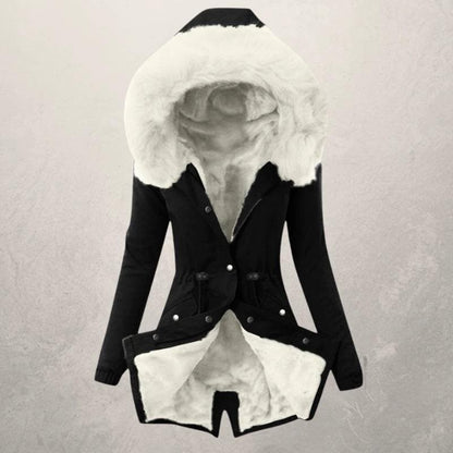 Damen Parka Mittellang Warm Mit Kunstpelz Futter