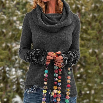 Warme Pullover Damen Oversized Cowl Neck Sweatshirt