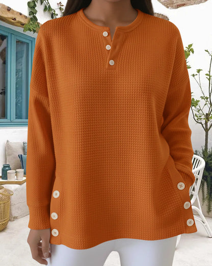 Waffelmuster Sweatshirt Casual Frauen - IdealeKleiden