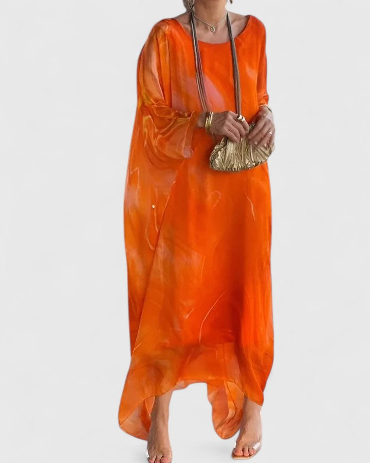 Damen Maxikleid Fledermausärmel Elegant Lockeres Design
