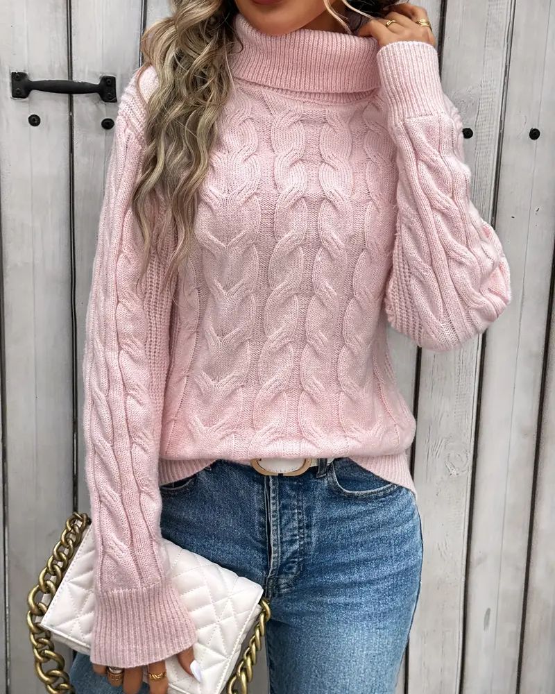 Kabelstrick Pullover Modern Langarm