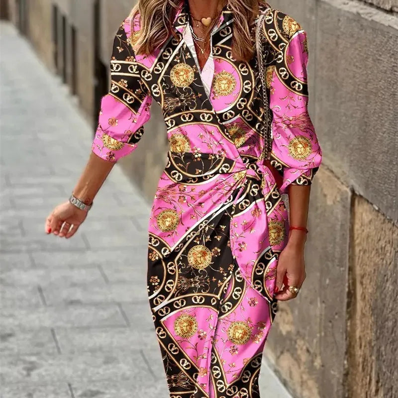 Elegantes Damenkleid Wickelstyle Midilängen