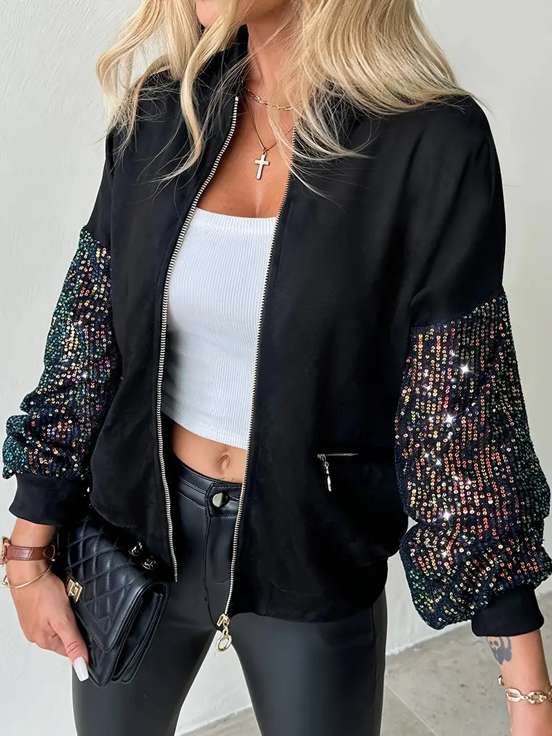 Glitter Jacke Damen Elegant Pailletten - IdealeKleiden