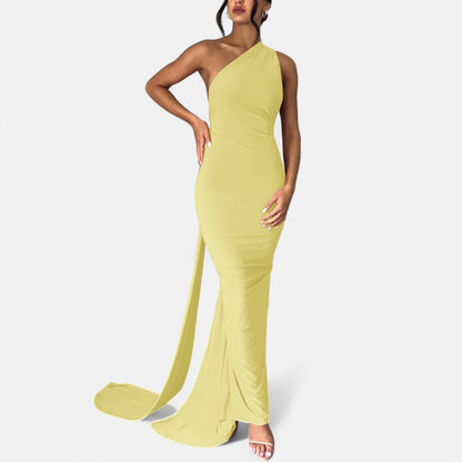 Damen Maxikleid Elegantes Schulterfrei Design