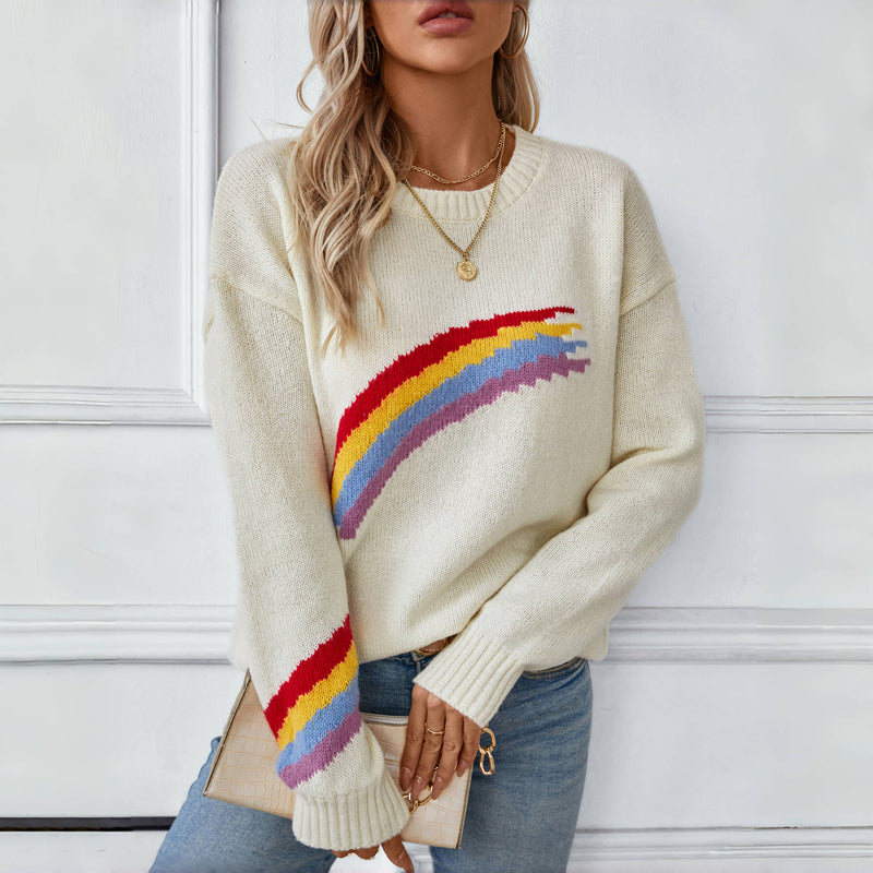 Bunte Strickpullover Regenbogen Farben
