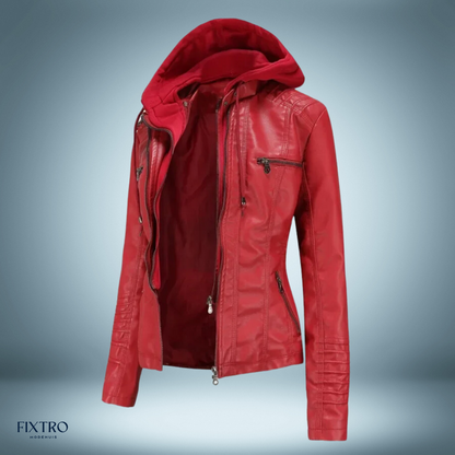 Lederjacke Mit Kapuze Biker Stil