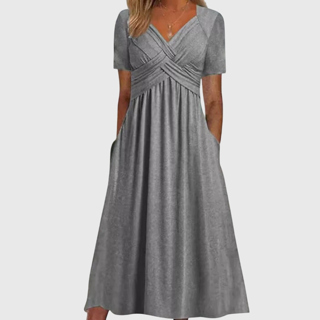 Frauen Maxikleid V-Ausschnitt Sommerkleid
