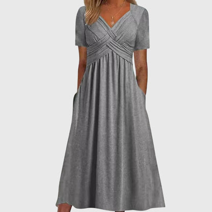 Frauen Maxikleid V-Ausschnitt Sommerkleid