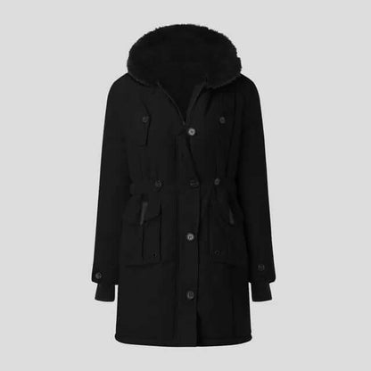 Damen Winterparka Luxus Kunstfell Mantel