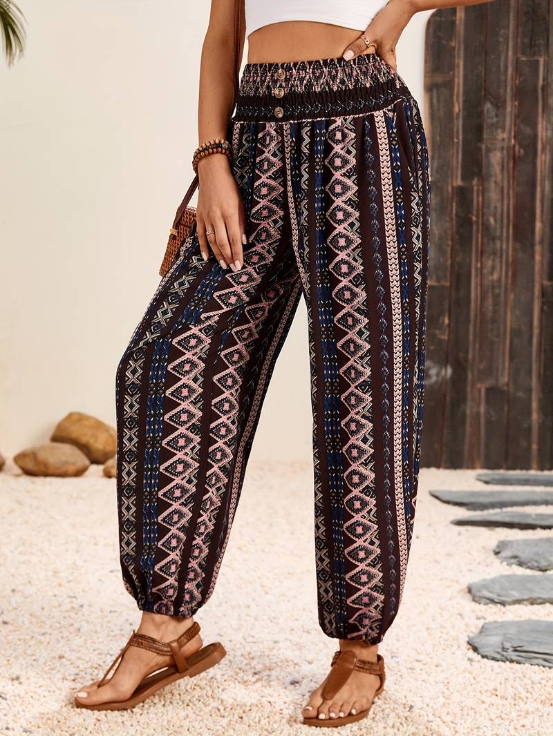 Farbenfrohe Damen-Hose mit Trend-Druck