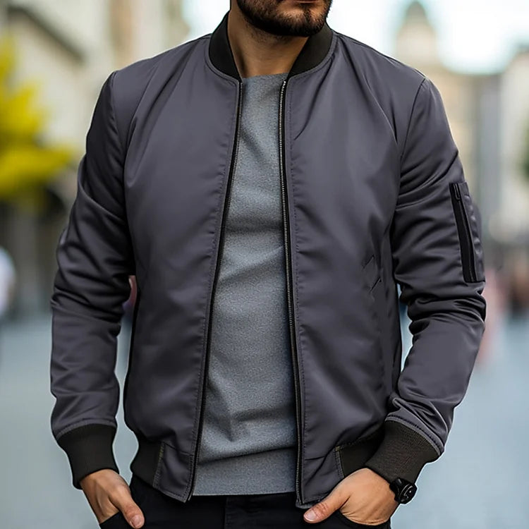 Herren Bomberjacke Hoch Modern Reißverschluss - IdealeKleiden