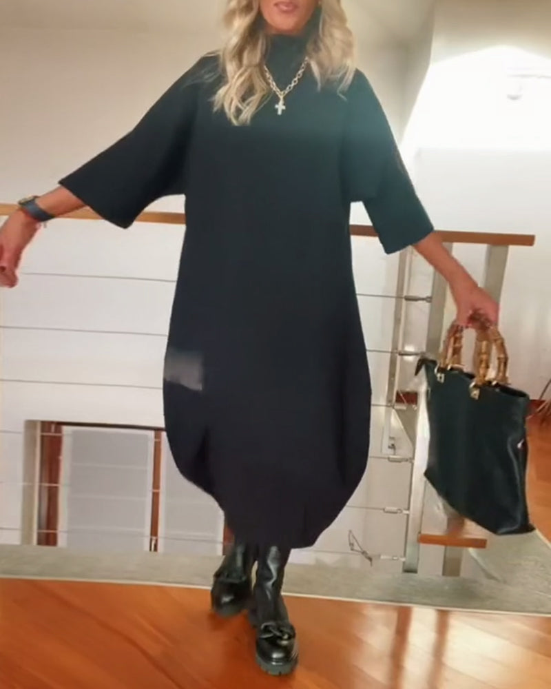 Modisches Damenkleid EinfarbigLocker