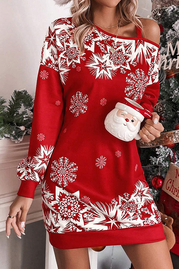Weihnachtsschneeflocken Sweatkleid Lockere Passform