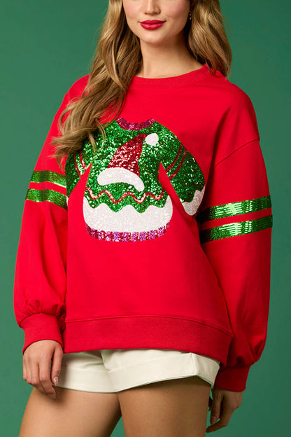 Weihnachten Sweatshirt Pailletten Glitzer Rundhals